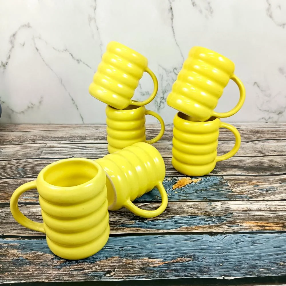 Yellow Ring Design Ceramic Drinkware Cups