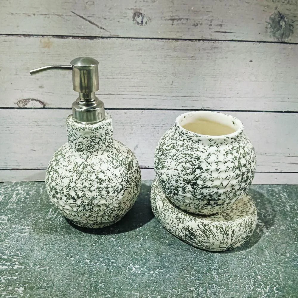 Dotted Shape Khurja Pottery Ceramic Bathroom Set