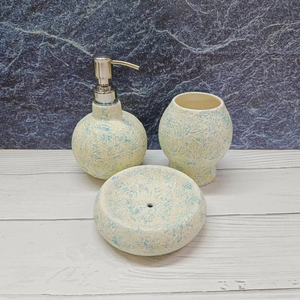 DPAARA Handmade Ceramic Bathroom Set of 3pc