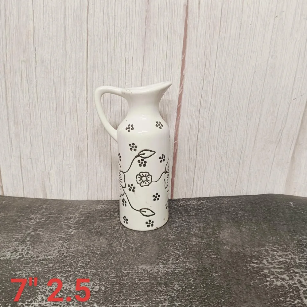 Khurja Pottery Leaf Design Ceramic Container Bottle